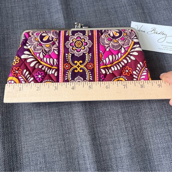 Vera Bradley Floral Clutch Purple & Orange Safari Sunset style great condition - Picture 6 of 7